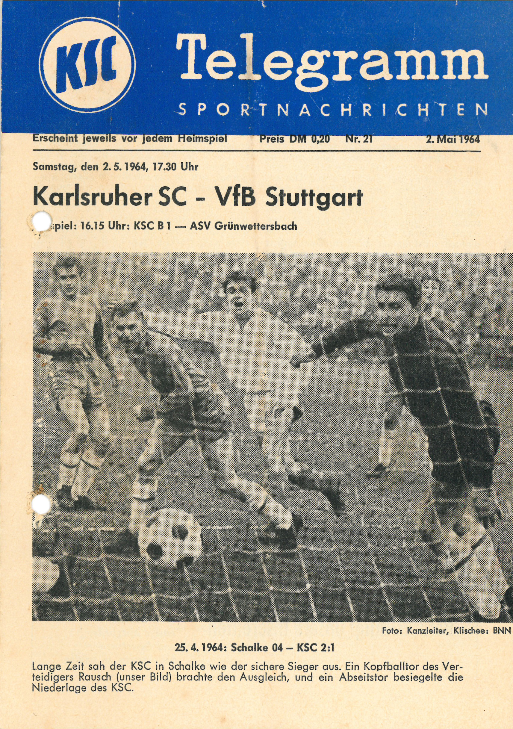 2.5.1964 (2. Hauptrunde) Karlsruher SC - VfB Stuttgart 2:1 (1:1)