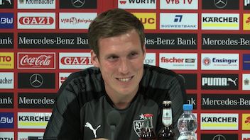 Die VfB PK vor dem Spiel in Leipzig