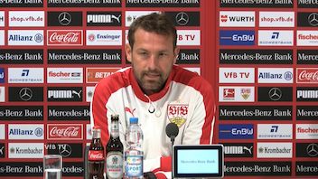 VfB Coach Markus Weinzierl vor dem Spiel gegen Frankfurt