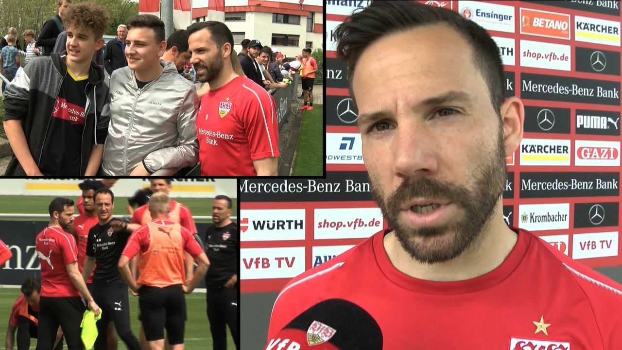 Gonzalo Castro vor dem VfB TV Mikrofon