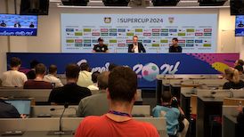 Pressekonferenz Supercup: Bayer Leverkusen - VfB Stuttgart